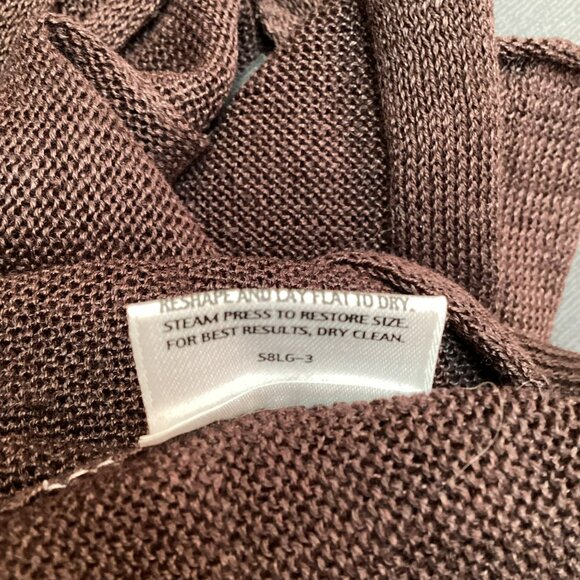 Eileen Fisher Open Front Linen Cardigan Sweater Womens XL Chocolate Brown - Picture 8 of 9